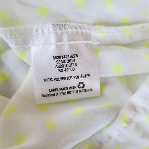 Route 66 girls M 7-8 cream neon green polka dot blouse bow tie scoop back - Picture 3 of 5